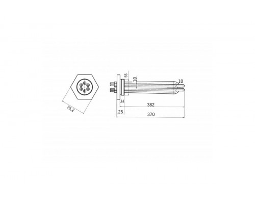 Тэн для электрического котла 2500W ТЭНБ-7,5 (ТЭН 80 В 10/2,5 P 220) фланец G2