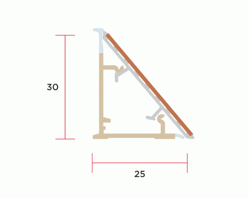 Бортик пристеночный треугольный ALPHALUX, 30*25 мм, L=4.1м, белый снег F.0030, алюми 1 шт.