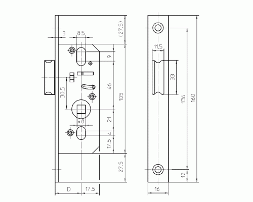 3284820 Защелка дверная KFV 68\F16\25\8 1 шт.