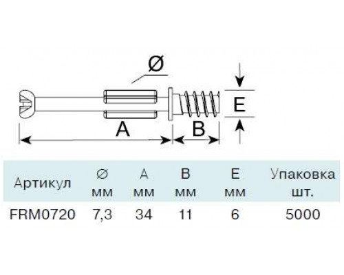 FIRMAX Дюбель евровинт D7.3x34 мм, сталь+пластик, цинк. покр. 1 шт.