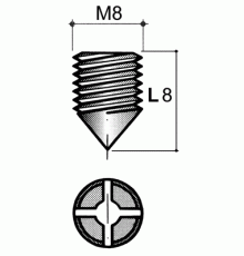 GR09 Винт M8 стяжки конической BO32, L=8mm, сталь, цинк. покр. 1 шт.