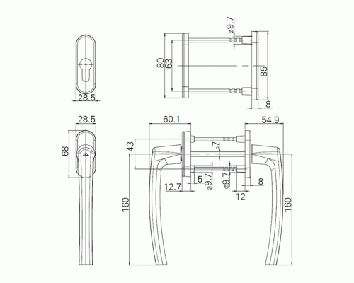 Гарнитур нажимной RotoLine Patio, средняя бронза