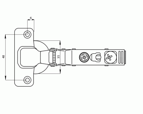 Петля для смежных дверей Firmax Click-on без пружины, угол открывания 100°, 48мм 1 шт.