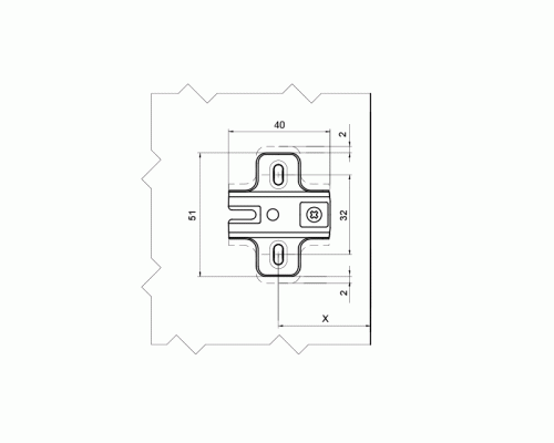 Планка монтажная Firmax для петель серии Slide-on, H=4, шуруп 1 шт.