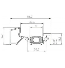 Порог алюминиевый для ПВХ дверей утепленный 60 серия, (58х24 мм), 6м 6 м