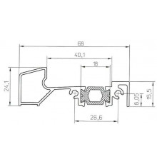 Порог алюминиевый для ПВХ дверей утепленный, (68х24 мм), 6м 6 м
