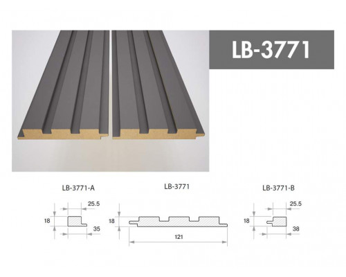 Профиль МДФ AGT LB-3771 18*121*2800 мм, супермат серый шторм (726) 1 шт.