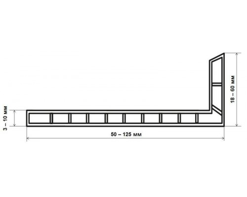 Уголок полый VK 125х60х10мм белый 6,5 м 1 шт.