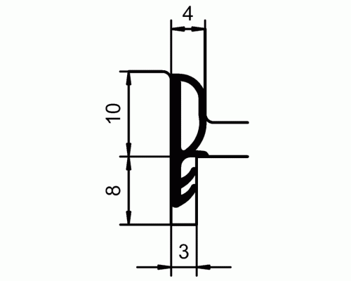 Уплотнитель контурный для межкомнатных дверей DEVENTER, ПВХ, черный RAL 9004 цена за 1 метр