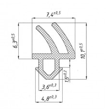 Уплотнитель совместим с профилем  (952) (рама, створка), серый, "ELEMENTIS", ТЭП цена за 1 метр