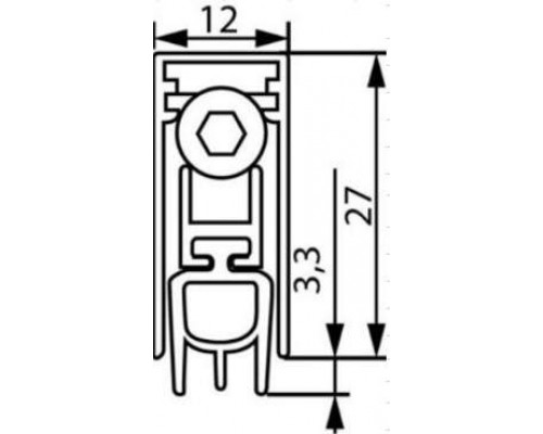 Уплотнитель пороговый, длина 420 мм, в паз 12x27 мм